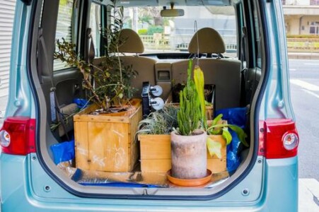 レンタカーで荷物を運ぶ