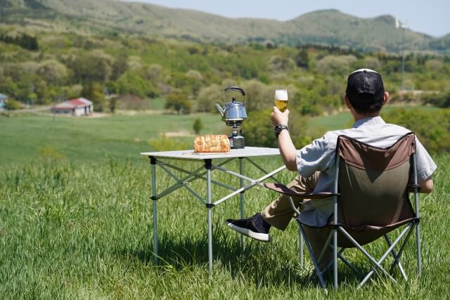 キャンプでビール
